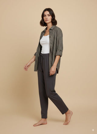 Camicia - Camicia oversize quadri - Marrone - vevi.it