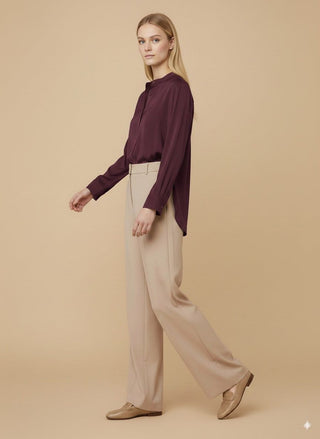 Camicia - Camicia oversize spacchi - Burgundy - vevi.it