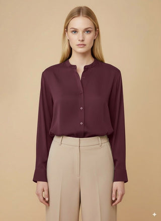 Camicia - Camicia oversize spacchi - Burgundy - vevi.it