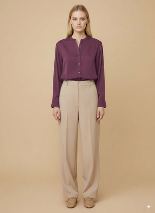 Camicia - Camicia oversize spacchi - Burgundy - vevi.it