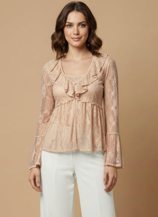 Camicia - Camicia pizzo rouche - Burro - vevi.it