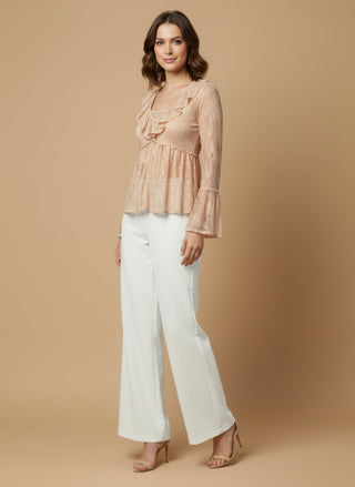 Camicia - Camicia pizzo rouche - Burro - vevi.it