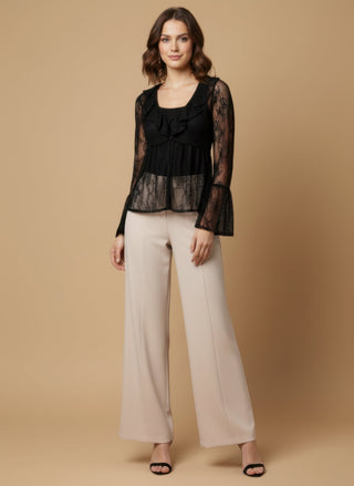Camicia - Camicia pizzo rouche - Nero - vevi.it
