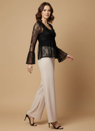 Camicia - Camicia pizzo rouche - Nero - vevi.it
