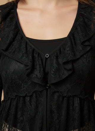 Camicia - Camicia pizzo rouche - Nero - vevi.it