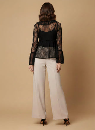 Camicia - Camicia pizzo rouche - Nero - vevi.it