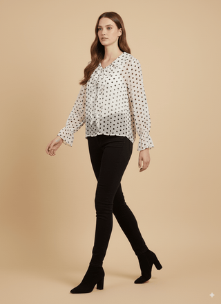 Camicia - Camicia pois rouche - Beige - vevi.it