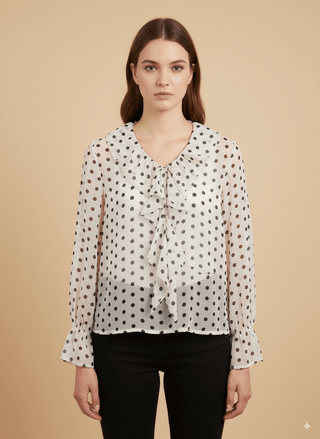 Camicia - Camicia pois rouche - Beige - vevi.it