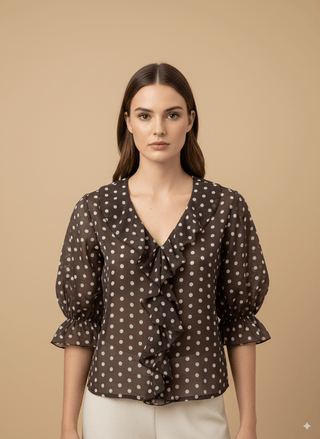 Camicia - Camicia pois rouche - Marrone - vevi.it