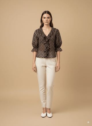 Camicia - Camicia pois rouche - Marrone - vevi.it