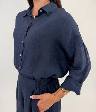 Camicia - Camicia puro lino GFE5341 - Blu - VEVI