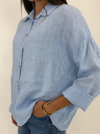 Camicia - Camicia puro lino GFE5341 - Celeste - VEVI