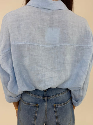 Camicia - Camicia puro lino GFE5341 - Celeste - VEVI