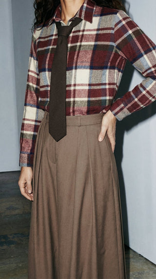 Camicia - Camicia quadri con cravatta - Bordeaux - VEVI