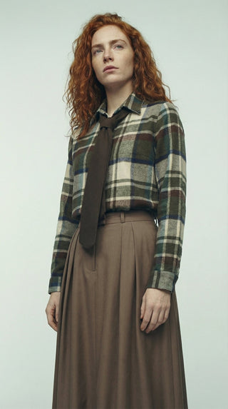 Camicia - Camicia quadri con cravatta - Verde militare - VEVI