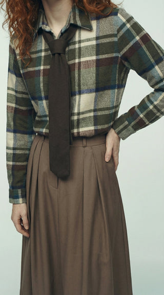 Camicia - Camicia quadri con cravatta - Verde militare - VEVI