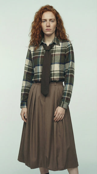 Camicia - Camicia quadri con cravatta - Verde militare - VEVI