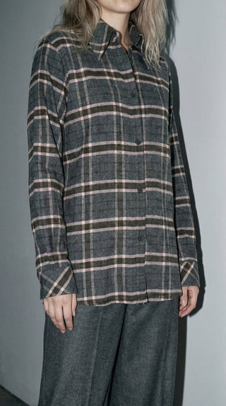 Camicia - Camicia quadri flanella leggera soft - Grigio - VEVI