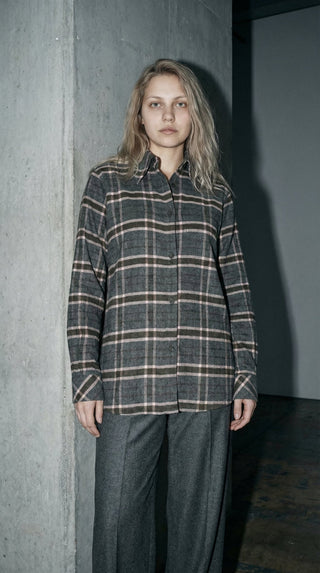 Camicia - Camicia quadri flanella leggera soft - Grigio - VEVI