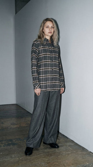 Camicia - Camicia quadri flanella leggera soft - Grigio - VEVI