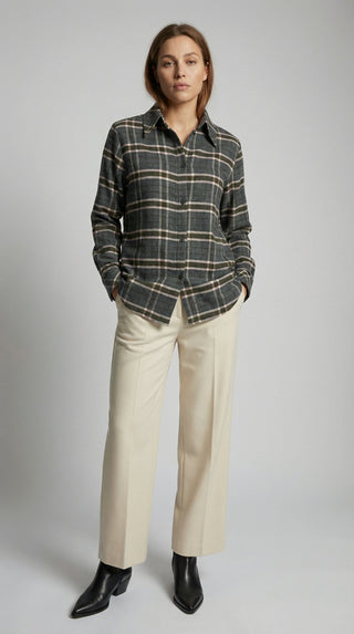 Camicia - Camicia quadri flanella leggera soft - Marrone - VEVI