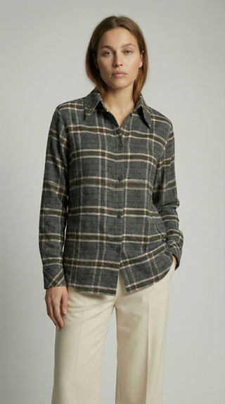 Camicia - Camicia quadri flanella leggera soft - Marrone - VEVI