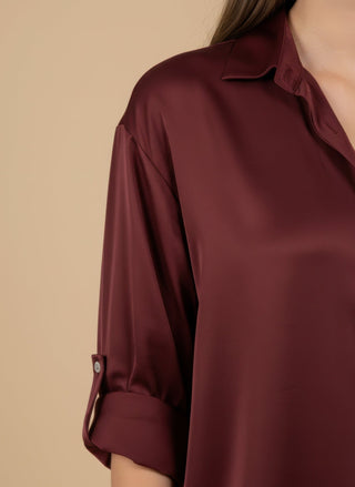 Camicia - Camicia raso viscosa - Bordeaux - vevi.it