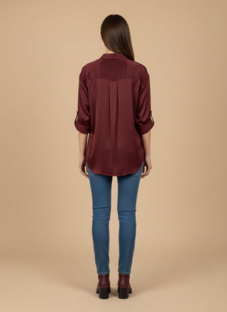 Camicia - Camicia raso viscosa - Bordeaux - vevi.it