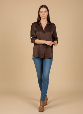 Camicia - Camicia raso viscosa - Bordeaux - vevi.it