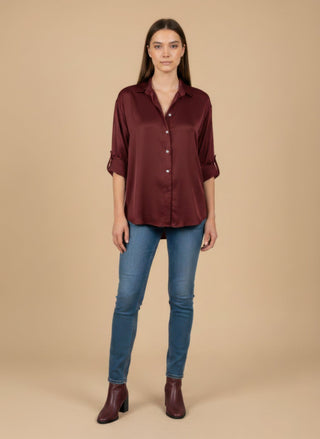 Camicia - Camicia raso viscosa - Bordeaux - vevi.it