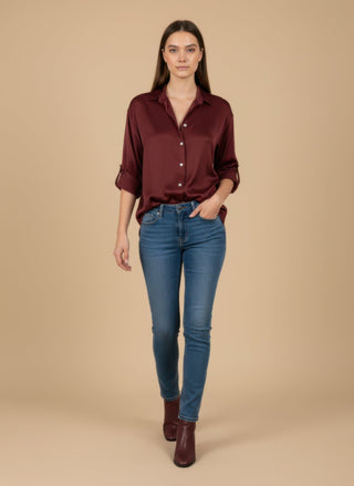 Camicia - Camicia raso viscosa - Bordeaux - vevi.it