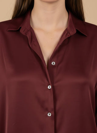 Camicia - Camicia raso viscosa - Bordeaux - vevi.it