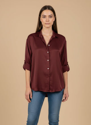 Camicia - Camicia raso viscosa - Bordeaux - vevi.it