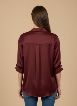 Camicia - Camicia raso viscosa - Bordeaux - vevi.it