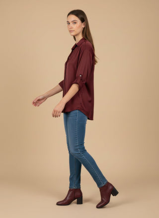 Camicia - Camicia raso viscosa - Bordeaux - vevi.it