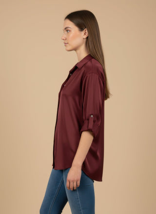 Camicia - Camicia raso viscosa - Bordeaux - vevi.it