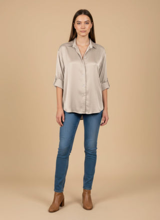 Camicia - Camicia raso viscosa - Burro - vevi.it