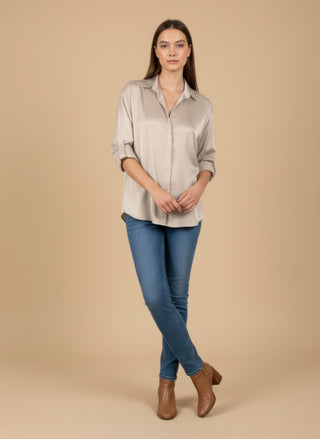 Camicia - Camicia raso viscosa - Burro - vevi.it