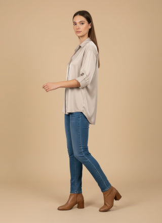 Camicia - Camicia raso viscosa - Burro - vevi.it