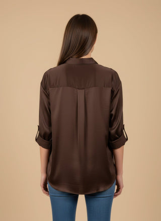 Camicia - Camicia raso viscosa - Moro - vevi.it