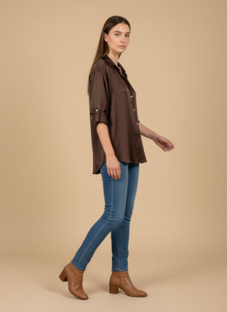 Camicia - Camicia raso viscosa - Moro - vevi.it