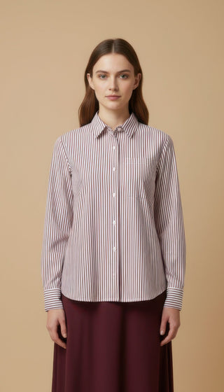 Camicia - Camicia riga - Bianco/bordeaux - vevi.it
