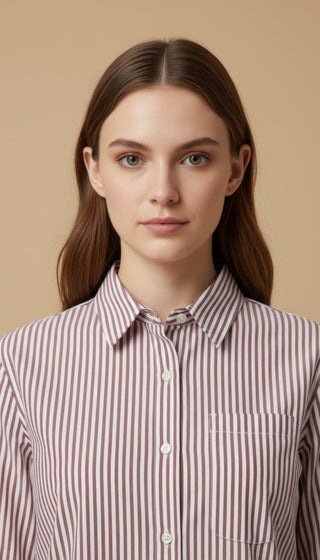Camicia - Camicia riga - Bianco/bordeaux - vevi.it