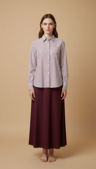 Camicia - Camicia riga - Bianco/bordeaux - vevi.it