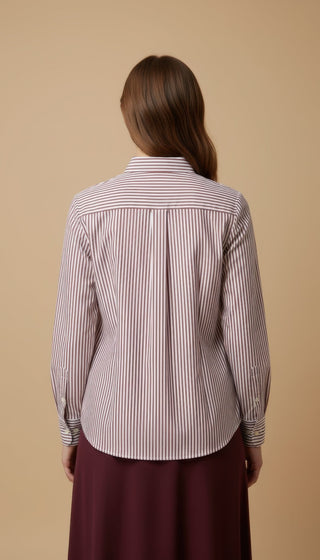 Camicia - Camicia riga - Bianco/bordeaux - vevi.it