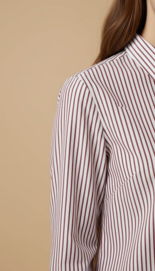 Camicia - Camicia riga - Bianco/bordeaux - vevi.it