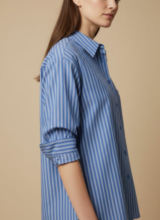 Camicia - Camicia riga raschino e spacchi - Azzurro - VEVI