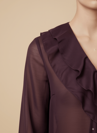 Camicia - Camicia scollo v rouche - Burgundy - vevi.it