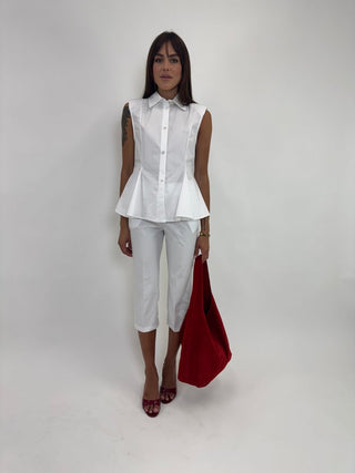 Camicia - Camicia smanicata spalline NRE733 - Bianco - VEVI