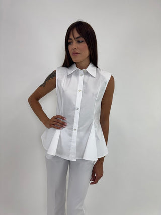 Camicia - Camicia smanicata spalline NRE733 - Bianco - VEVI